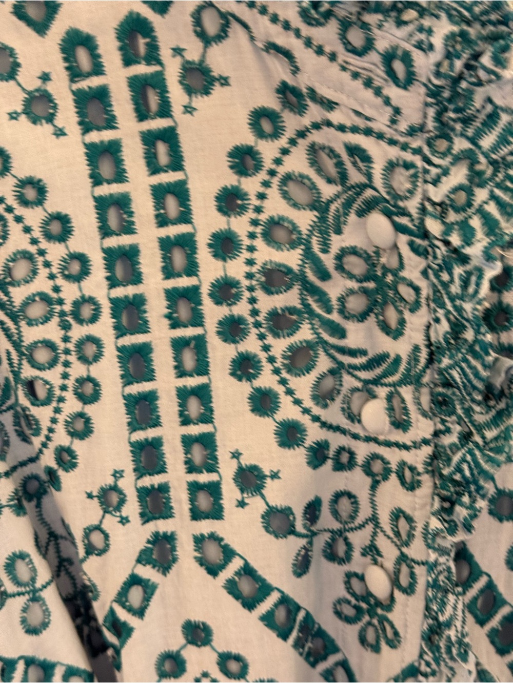 Blue Printed Midi Dress with Tie Waist and Ruffled Sleeves - Picture 7 of 7